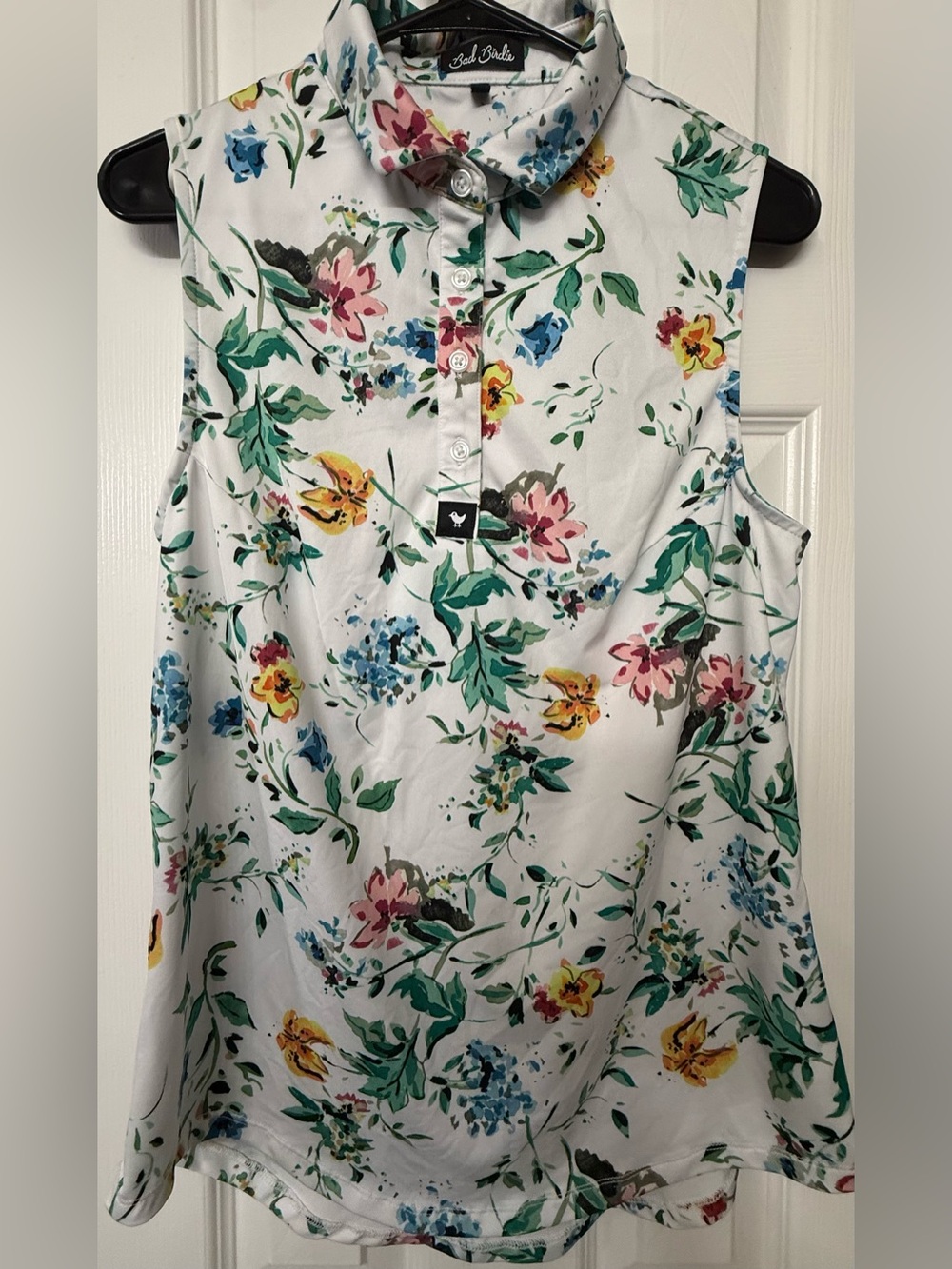 Bad Birdie White Floral Print Polo - Multicolor